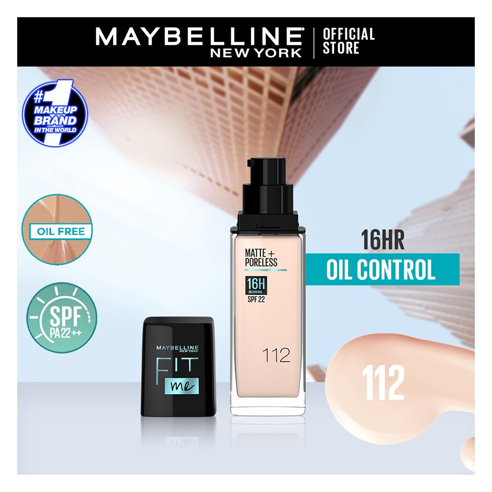 Maybelline New York Fit Me Matte + Poreless SPF 22 Foundation, 112 Natural Ivory, 30ml