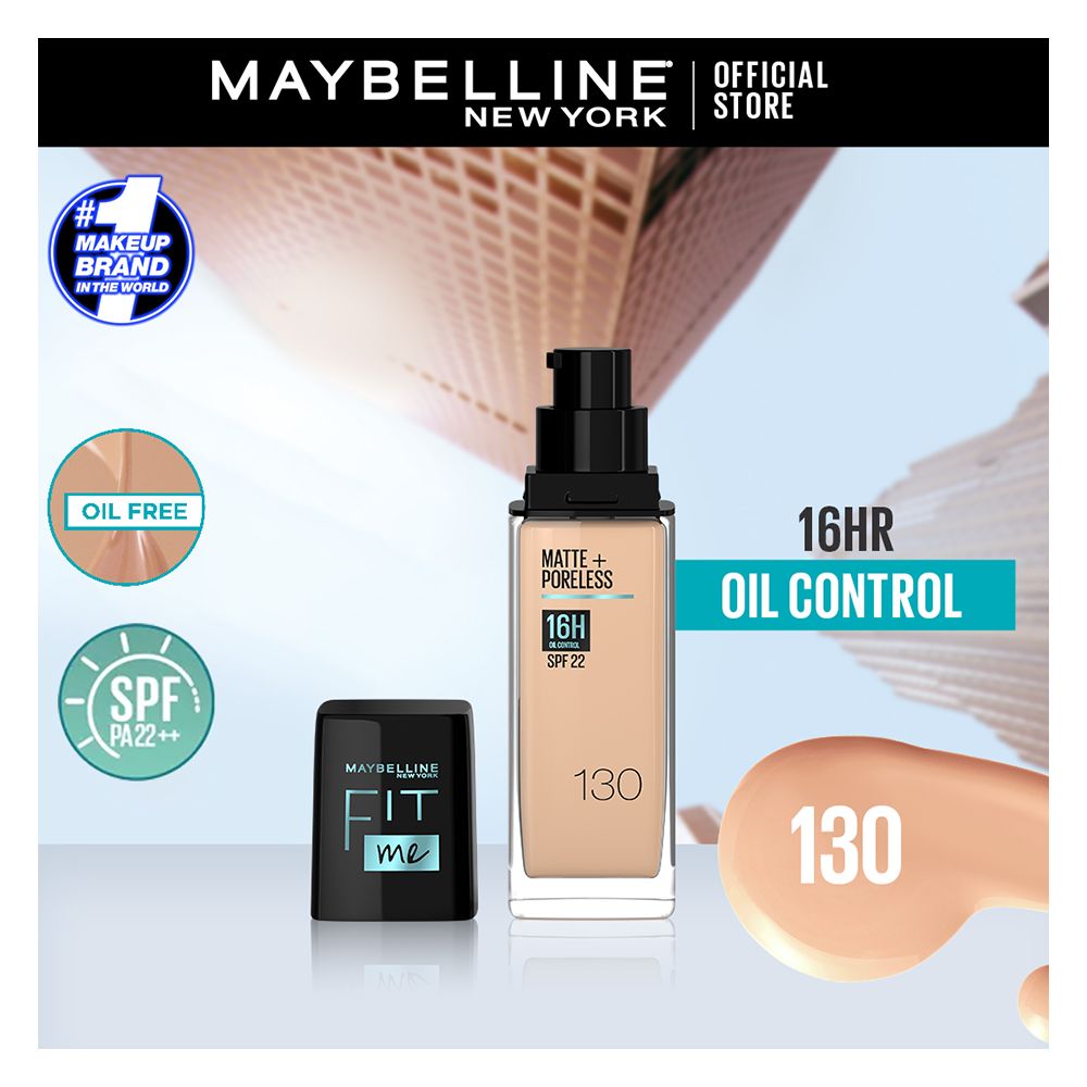 Maybelline New York Fit Me Matte + Poreless SPF 22 Foundation, 130 Buff Beige, 30ml