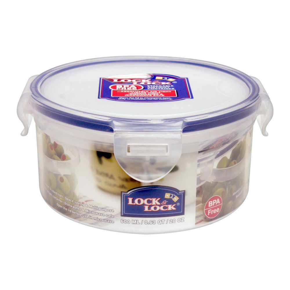 Lock & Lock Air Tight Round Short Food Container, 600ml, LLHPL933