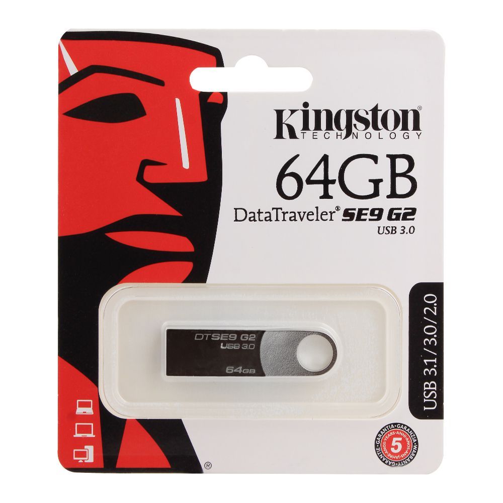 Kingston 64GB USB 3.1/3.0/2.0 Data Traveler SE9 G2 USB Drive, DT-SE9G2/164GB