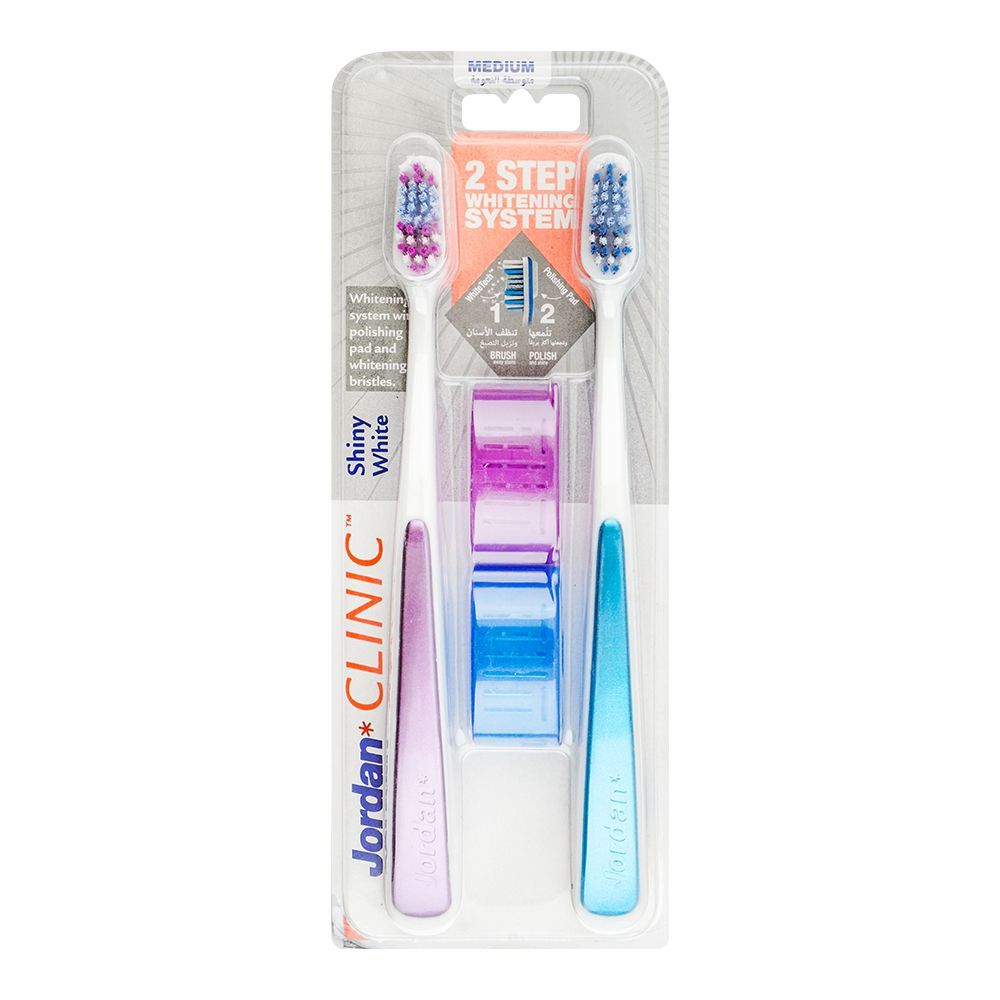 Jordan Clinic Shiny White 2-Step Whitening Toothbrush 2-Pack Soft, 10254