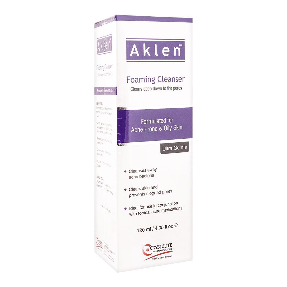 Crystolite Pharmaceuticals Aklen Foaming Cleanser, For Acne Prone & Oily Skin, 120ml