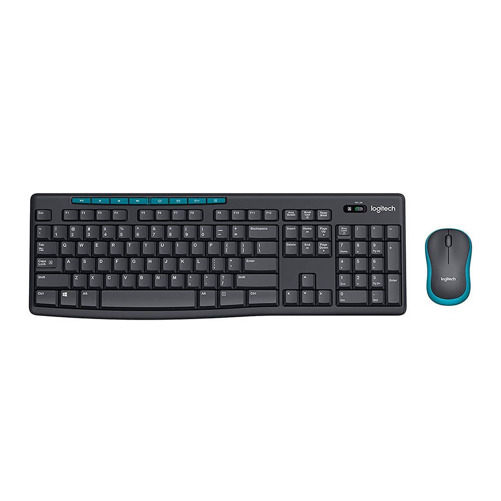 Logitech Wireless Combo Keyboard, Black/Blue, MK275, 920-008460