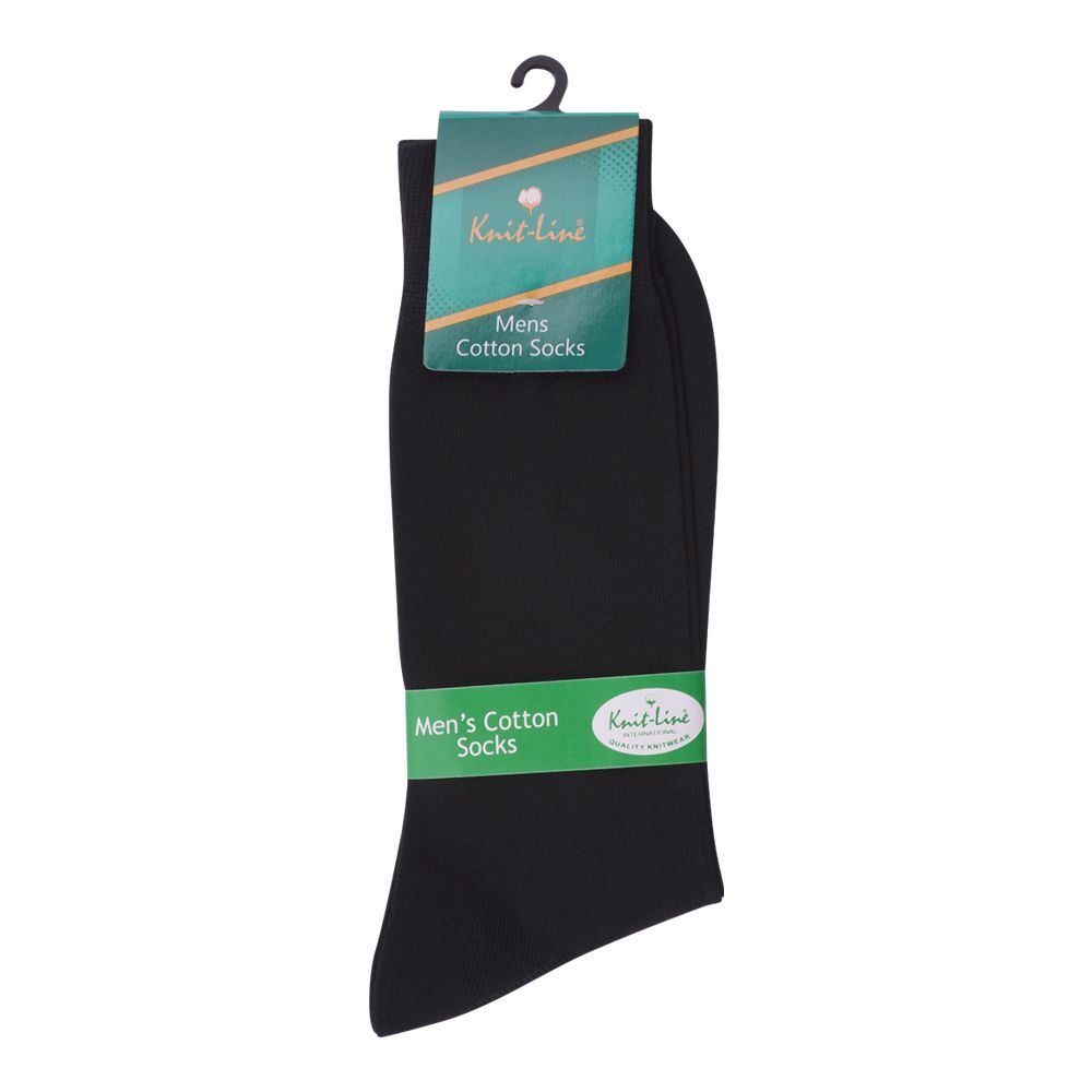 Knit Line Mens Cotton Socks, Black