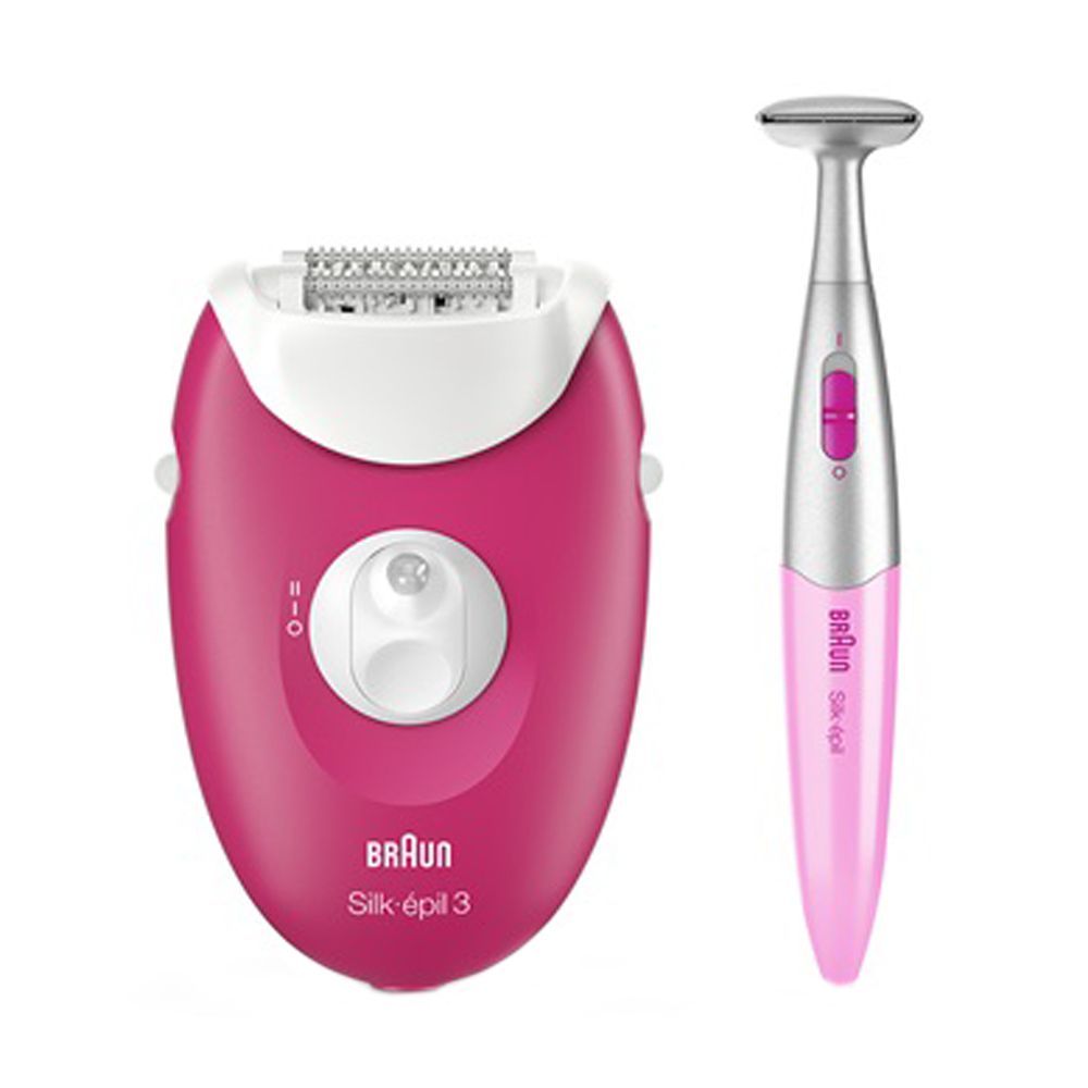 Braun Silk Epil 3, Legs & Body Epilator & Bikini Trimmer, Red/White, 3420