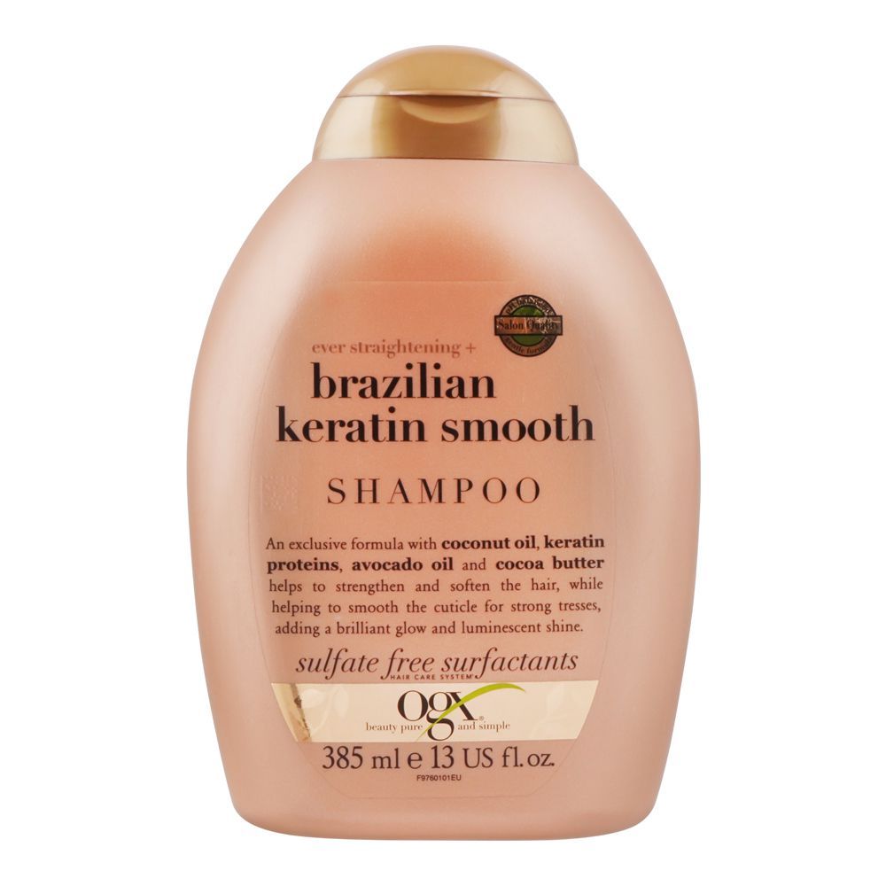 OGX ever Straightening + Brazilian Keratin Smooth Shampoo Helps To Strengthen & Soften Hair 385ml