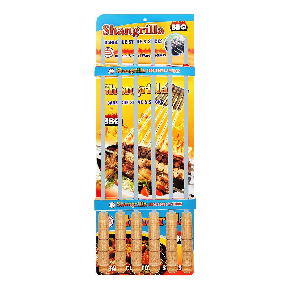 Shangrilla Iron BBQ Stick Plain Slim, 6-Pack