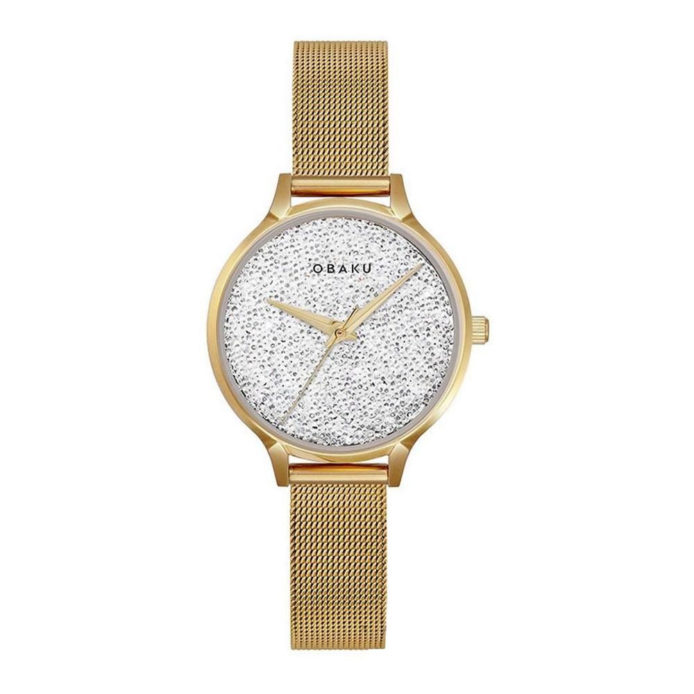 Obaku Women's Golden Round Dial & Bracelet Analog Watch, V238LXGWMG