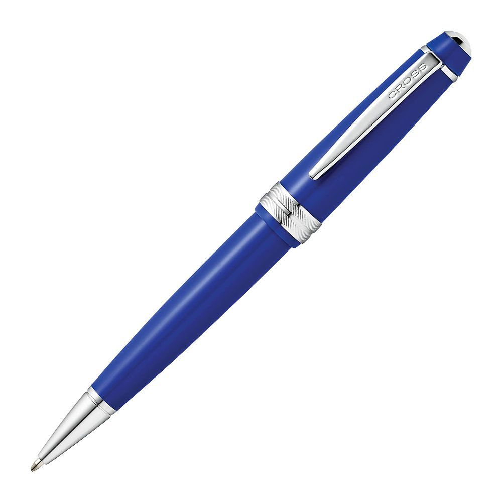 Cross Bailey Light Polished Blue Resin Ballpoint Pen, With Polished Chrome Appointments, Black Fine Tip, AT0742-4