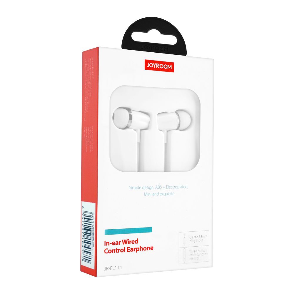 Joyroom In-Ear Wired Control Earphone, White, JR-EL114