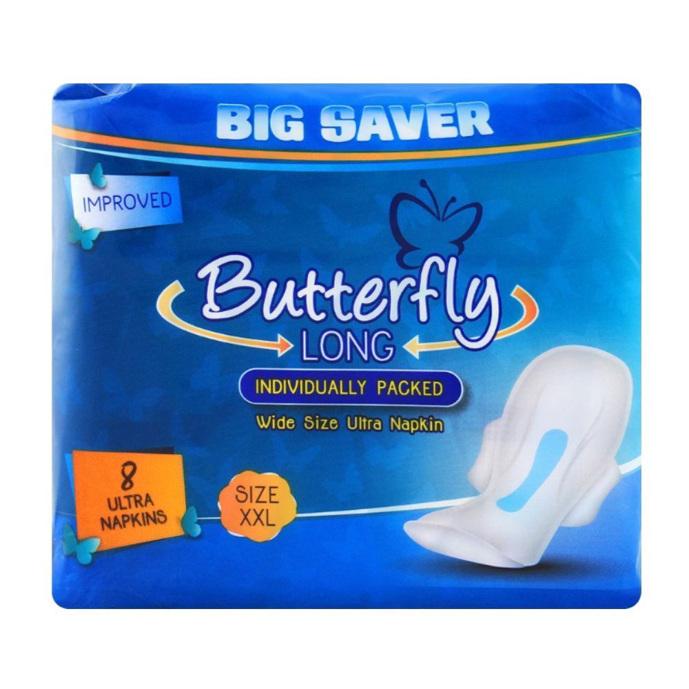 Butterfly Long Wide Size Ultra Napkins, XXL, 8-Pack