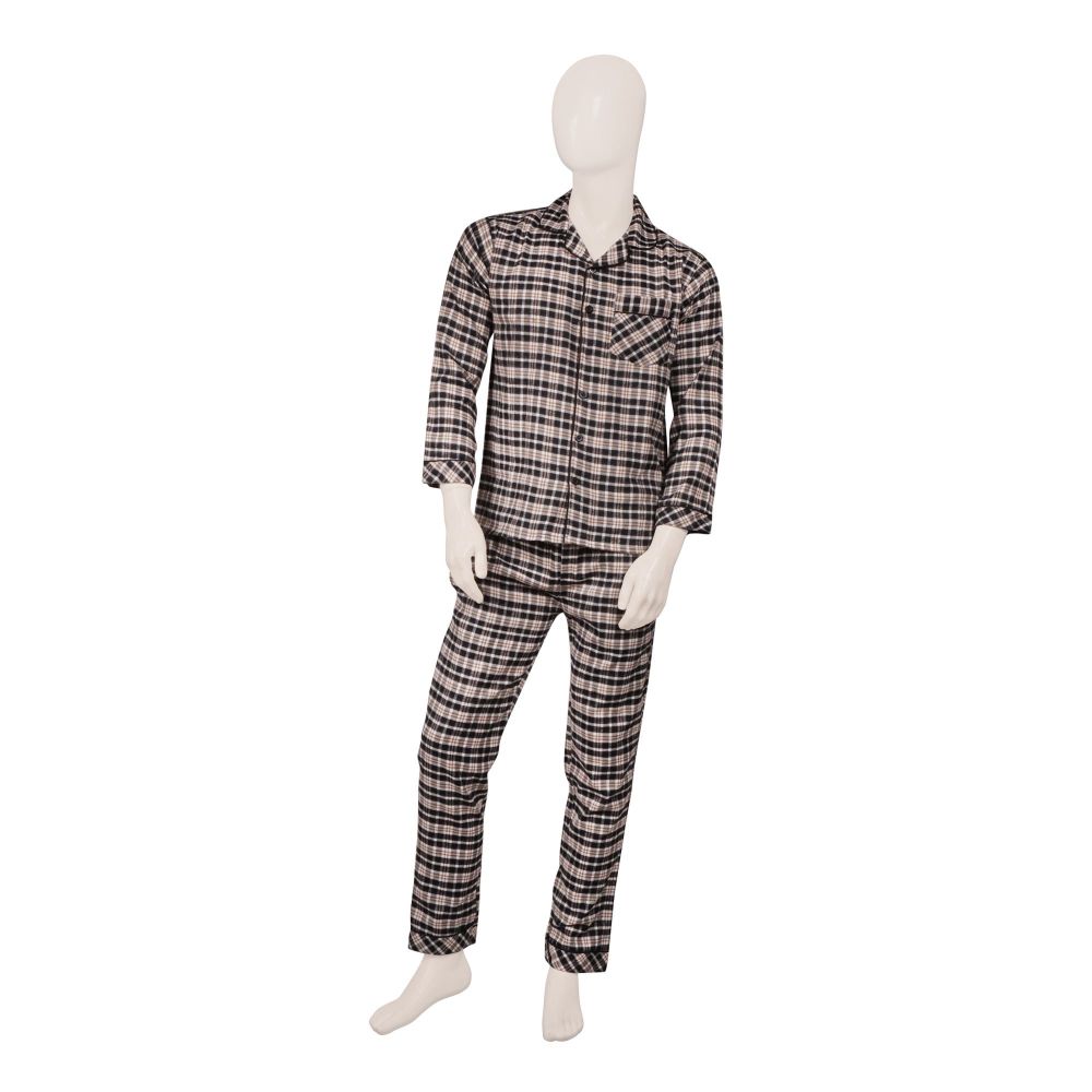 Basix Men's Brushed Yarn Dyed Checks Comfy Casual Wear, Charcoal & Black, ML-802