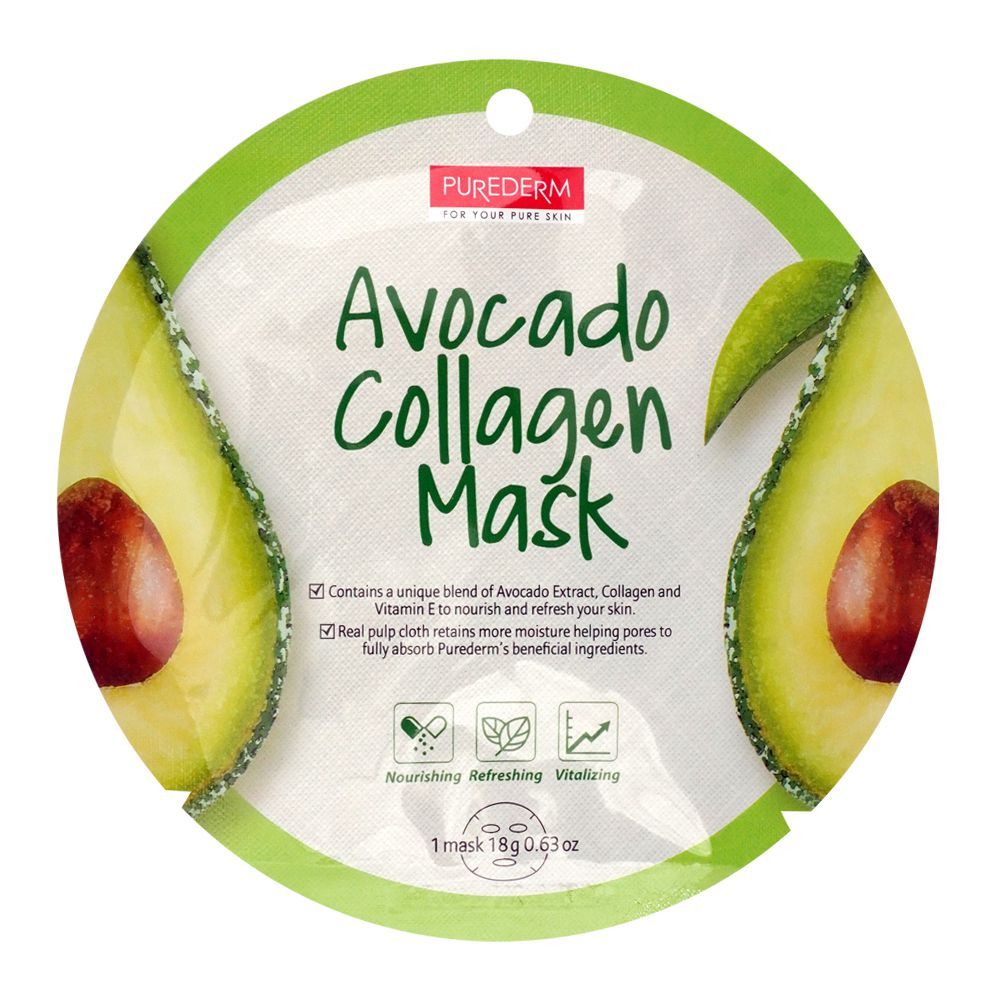 Purederm Avocado Collagen Face Mask, 18g