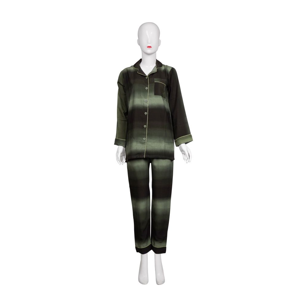 Basix Multi Shades Of Green Elegance Shirt + Trouser 2 Piece Lounge, 522