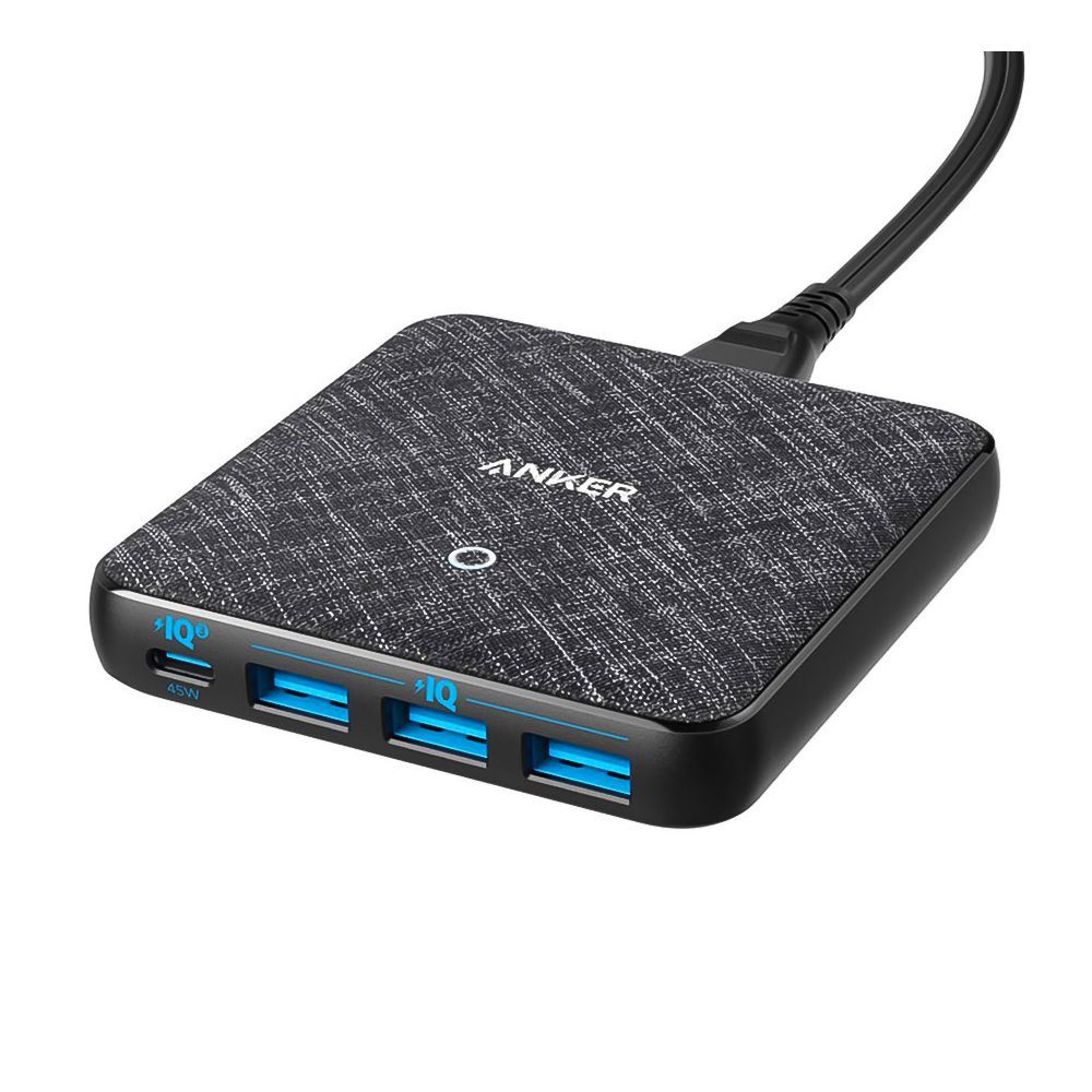 Anker Power Port Atom III Slim Four Ports High-Speed 65W Charger 1 USB-C And 3 USB-A, Black, A2045L11