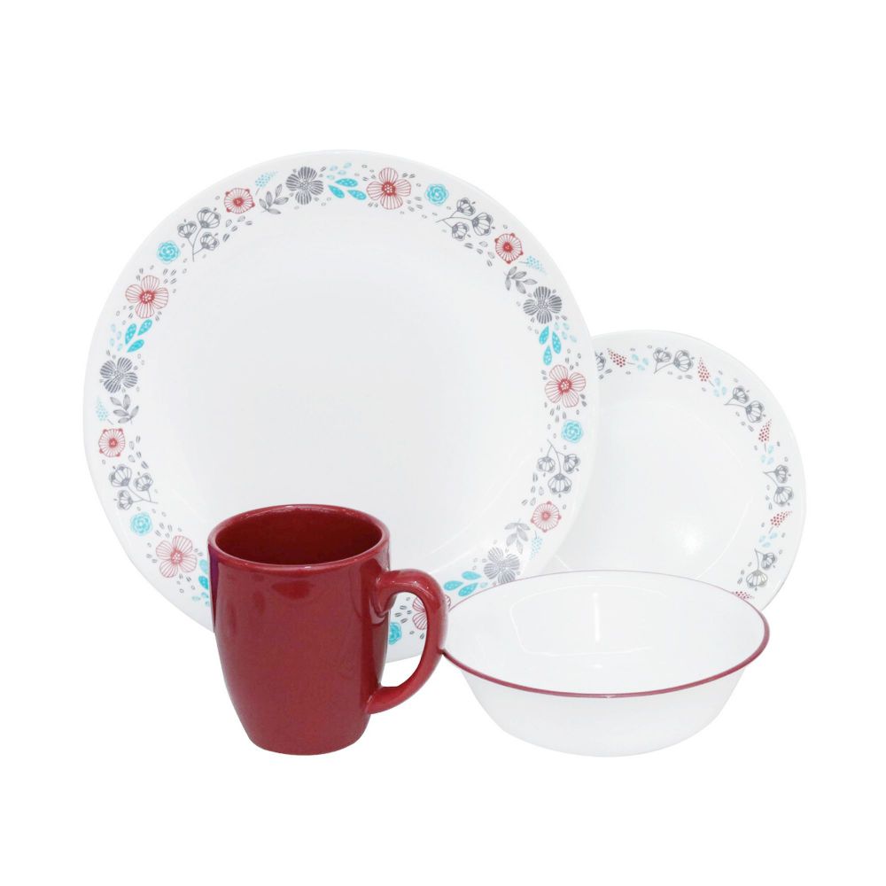 Corelle Livingware Dinnerware Set, Nordic Bloom, 16 Piece, 1135291