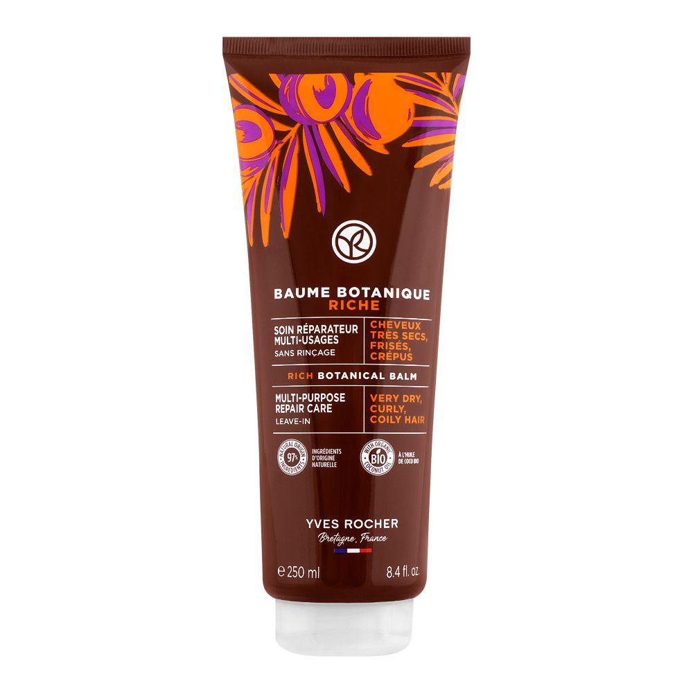 Yves Rocher Multi-Purpose Repair Care Leave-In Rich Botanical Hair Balm, For Curly, Very Curly & Coily Hair, 250ml