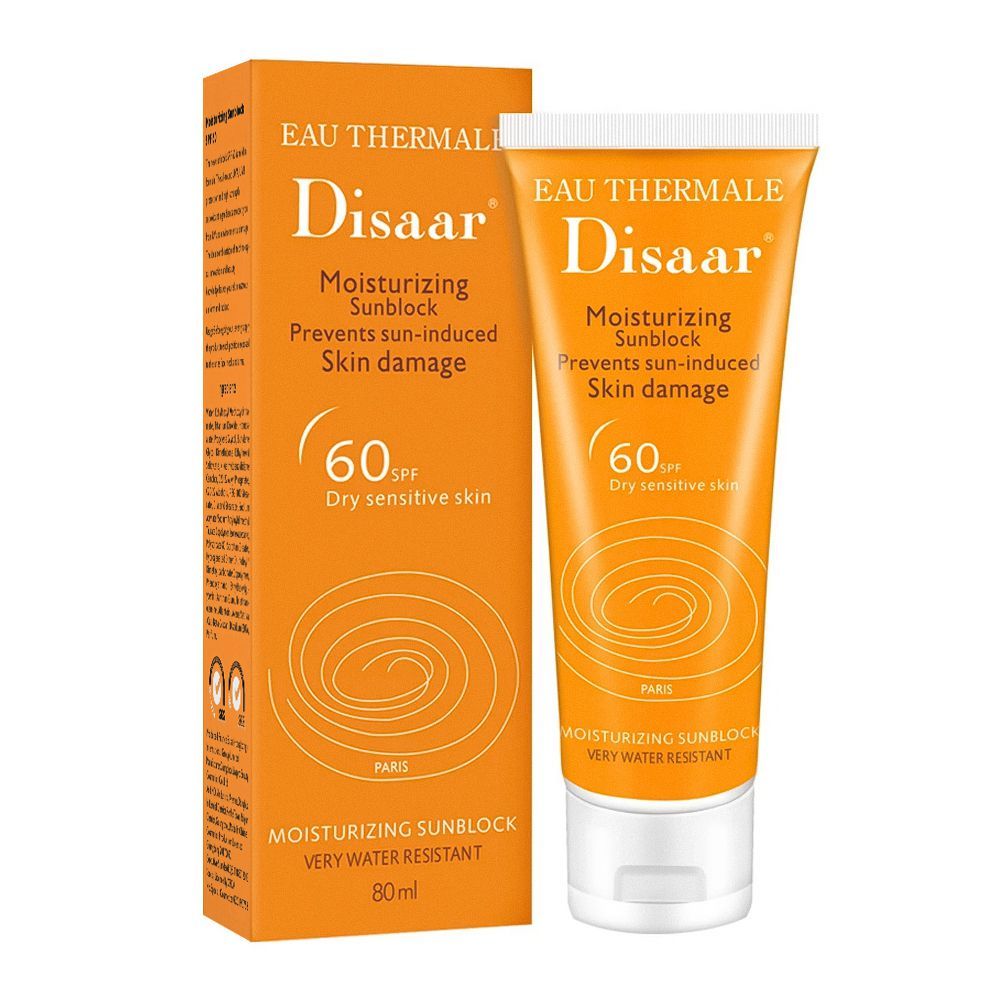 Disaar Moisturizing Sunblock, Dry Sensitive Skin, SPF60, 80ml, DS51001