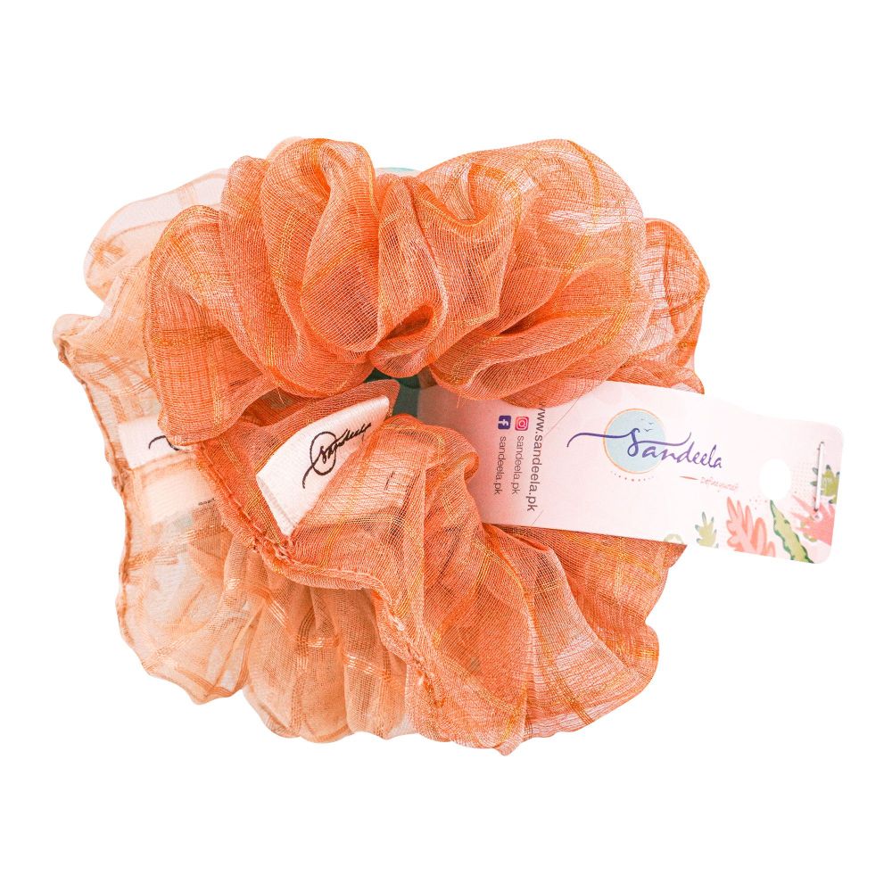 Sandeela Organza Classic Scrunchies, Peach/Beige/Turquoise, 03-04-3005, 3-Pack