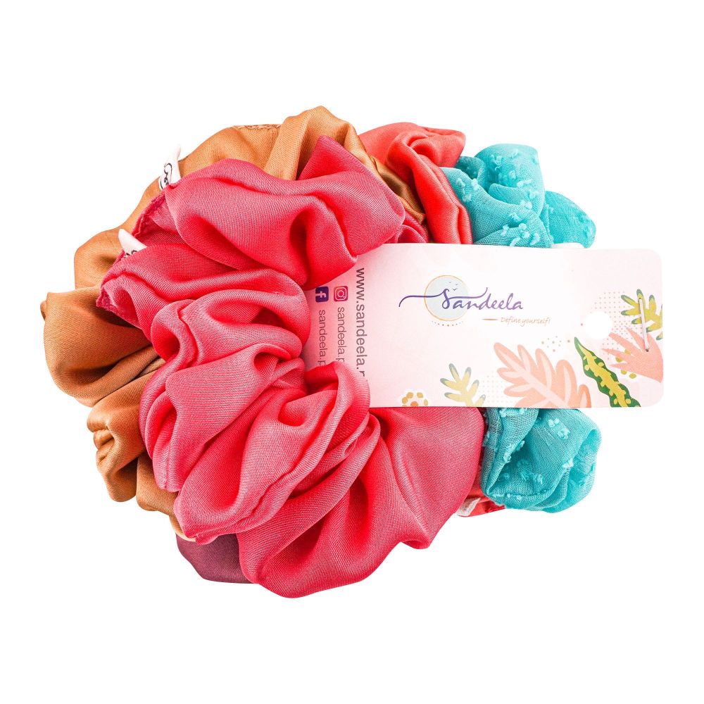 Sandeela Silky Classic Scrunchies, 03-02-6002, Multi 6-Pack