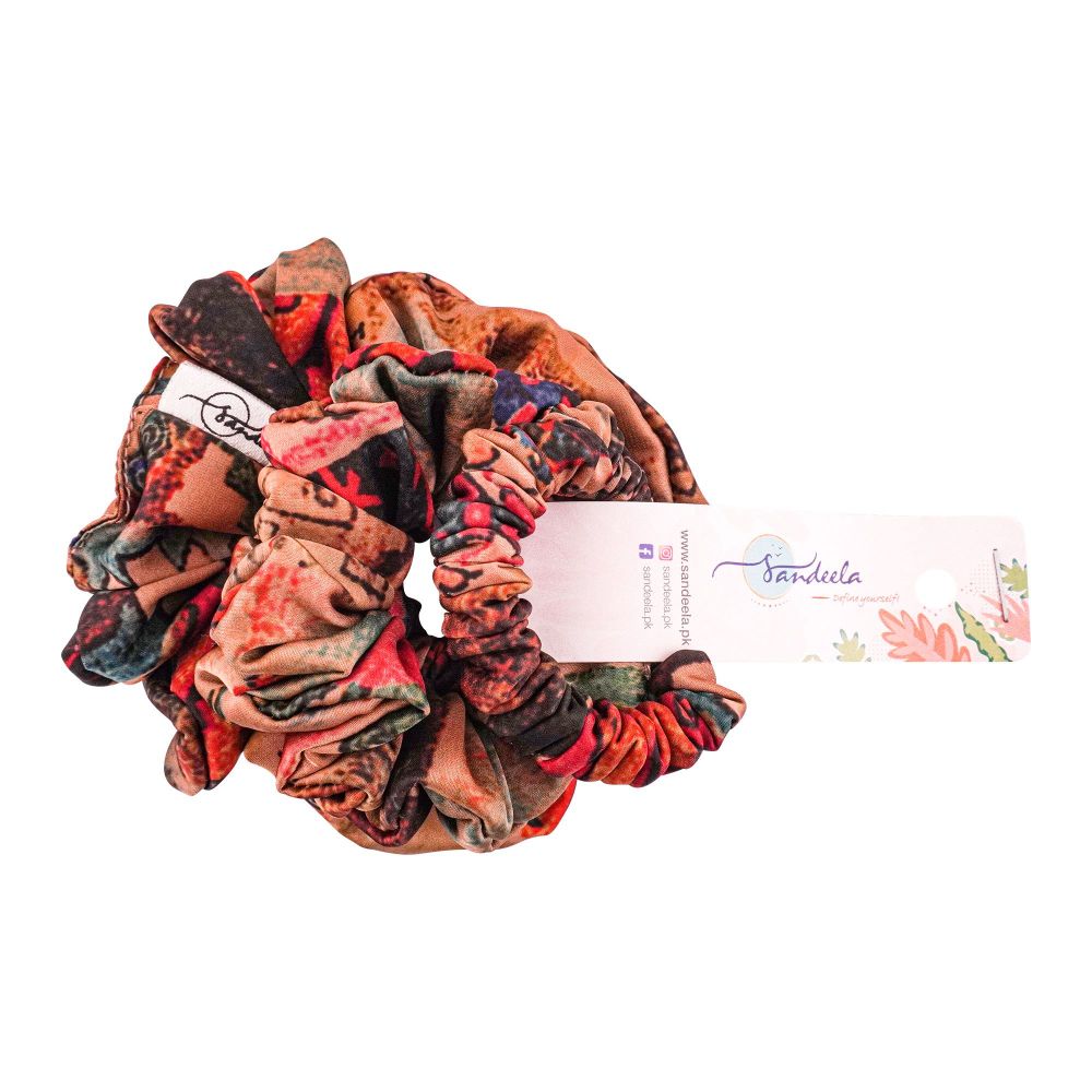 Sandeela Triple Scrunchies, Beige, 06-02-3022, 3 Sizes