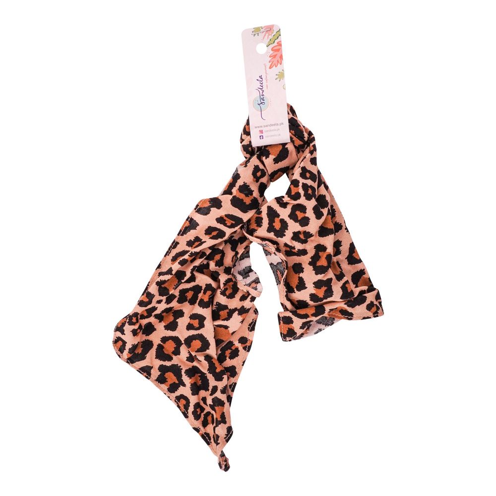 Sandeela Cotton Hair Scarf, Cheetah Print, 10-01-1027