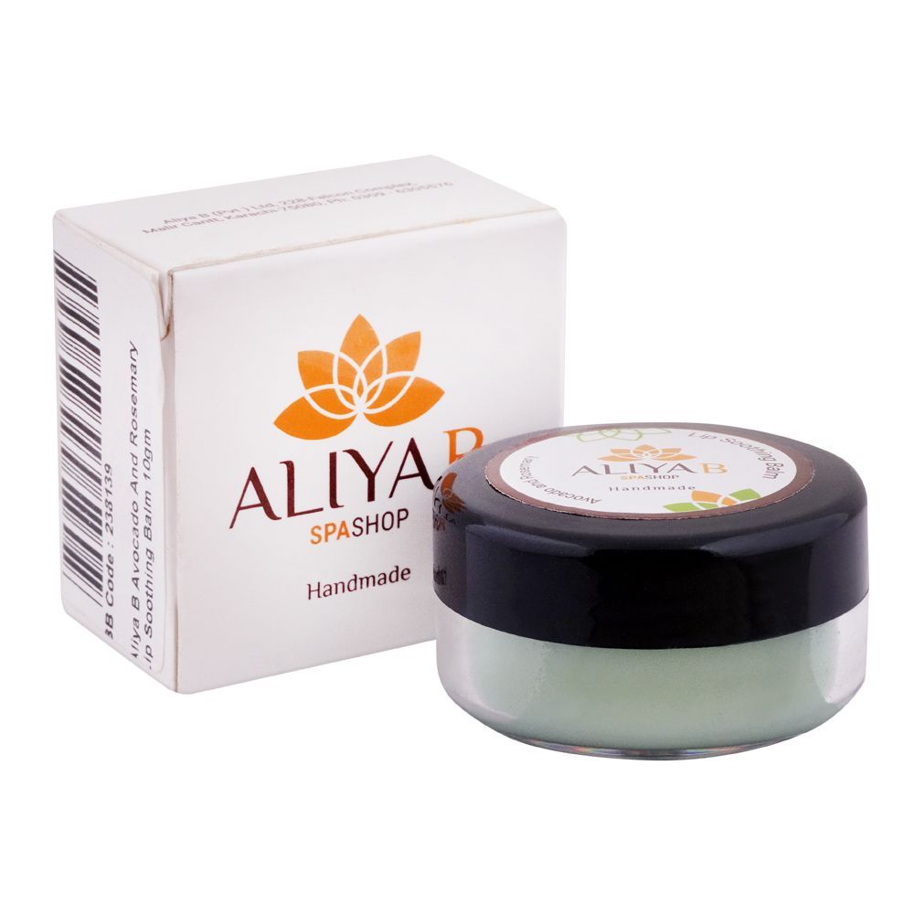 Aliya B Spa Shop Avocado And Rosemary Lip Balm, Handmade, 10g