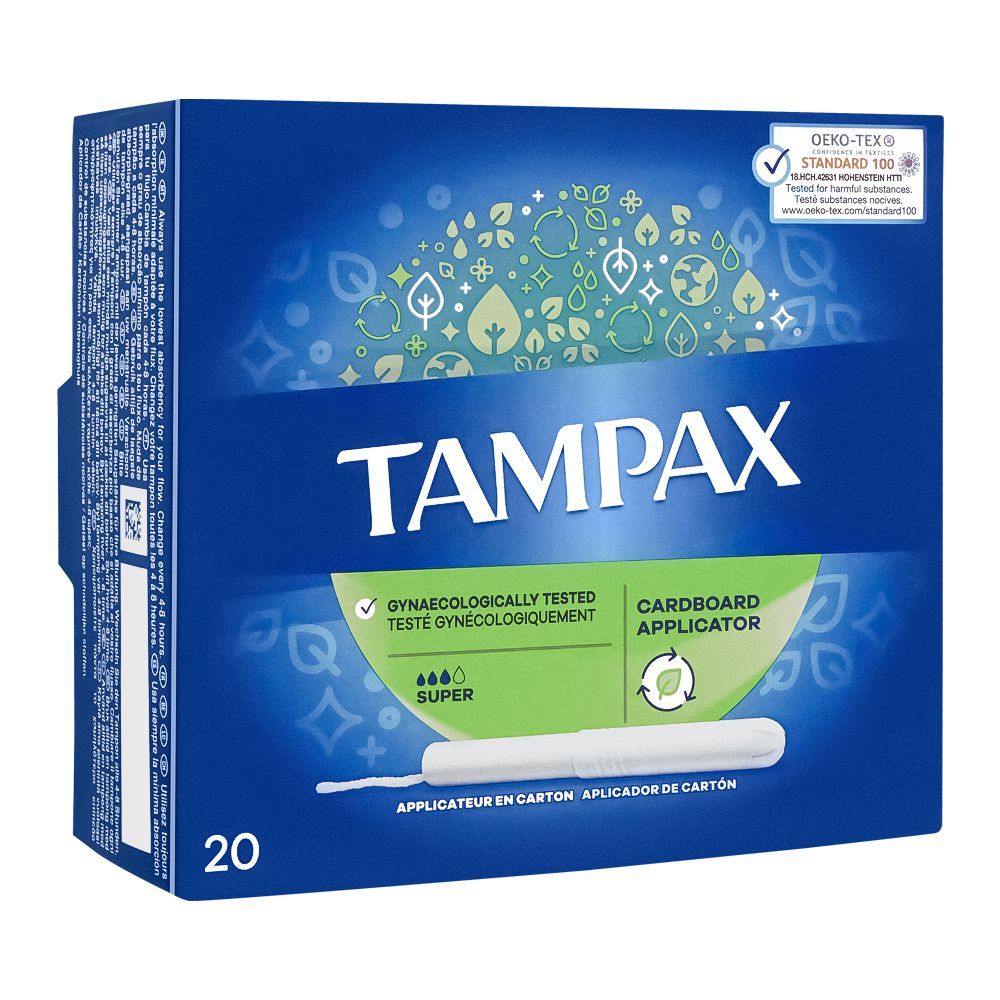 Tampax Cardboard Applicator Super Tampons, 20-Pack