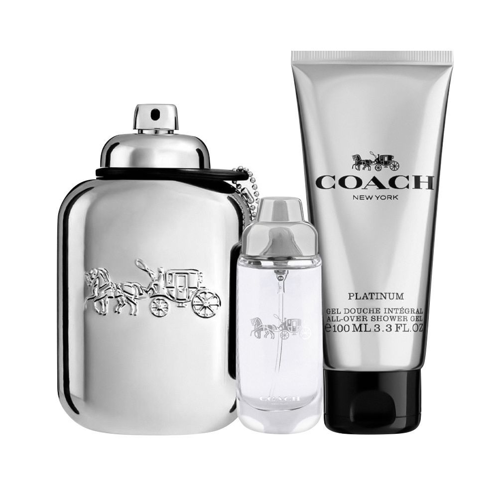 Coach Platinum Eau De Parfum, 100, Shower Gel, 100ml, Eau De Parfum, 15ml, Set