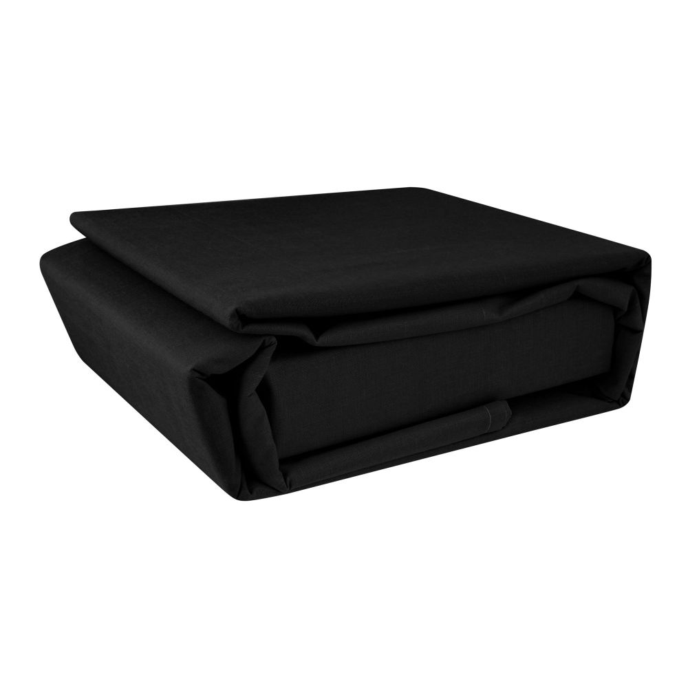 Plushmink Blissfull Dyed Double Bed Sheet, Black