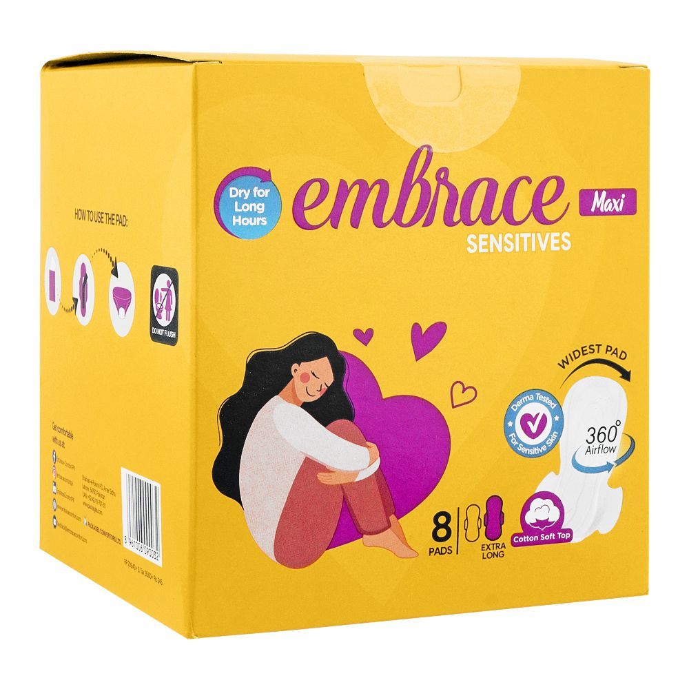 Embrace Sensitive Maxi Extra Long Pads, 8-Pack