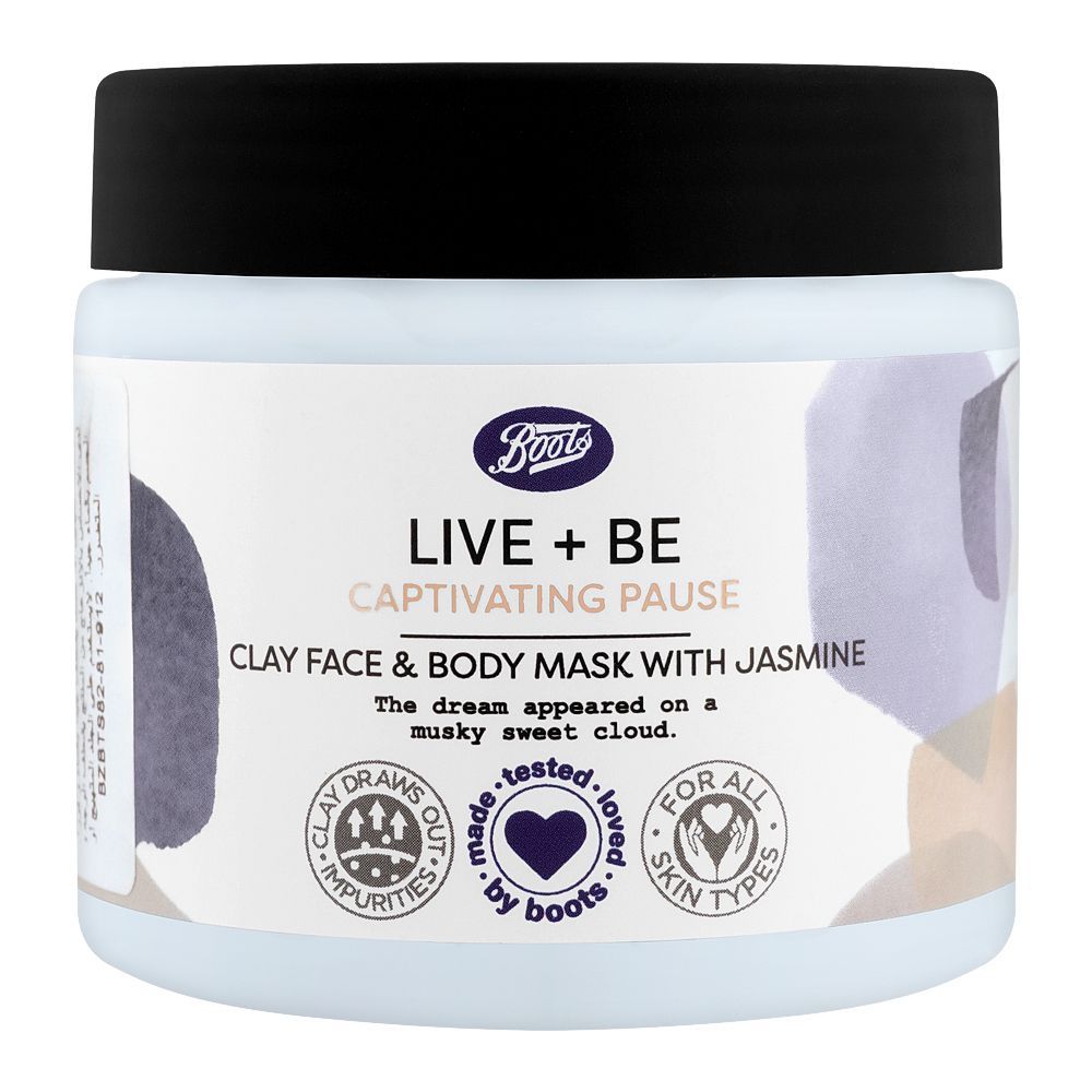 Boots Live + Be Clay Face & Body Mask With Jasmine, 200ml