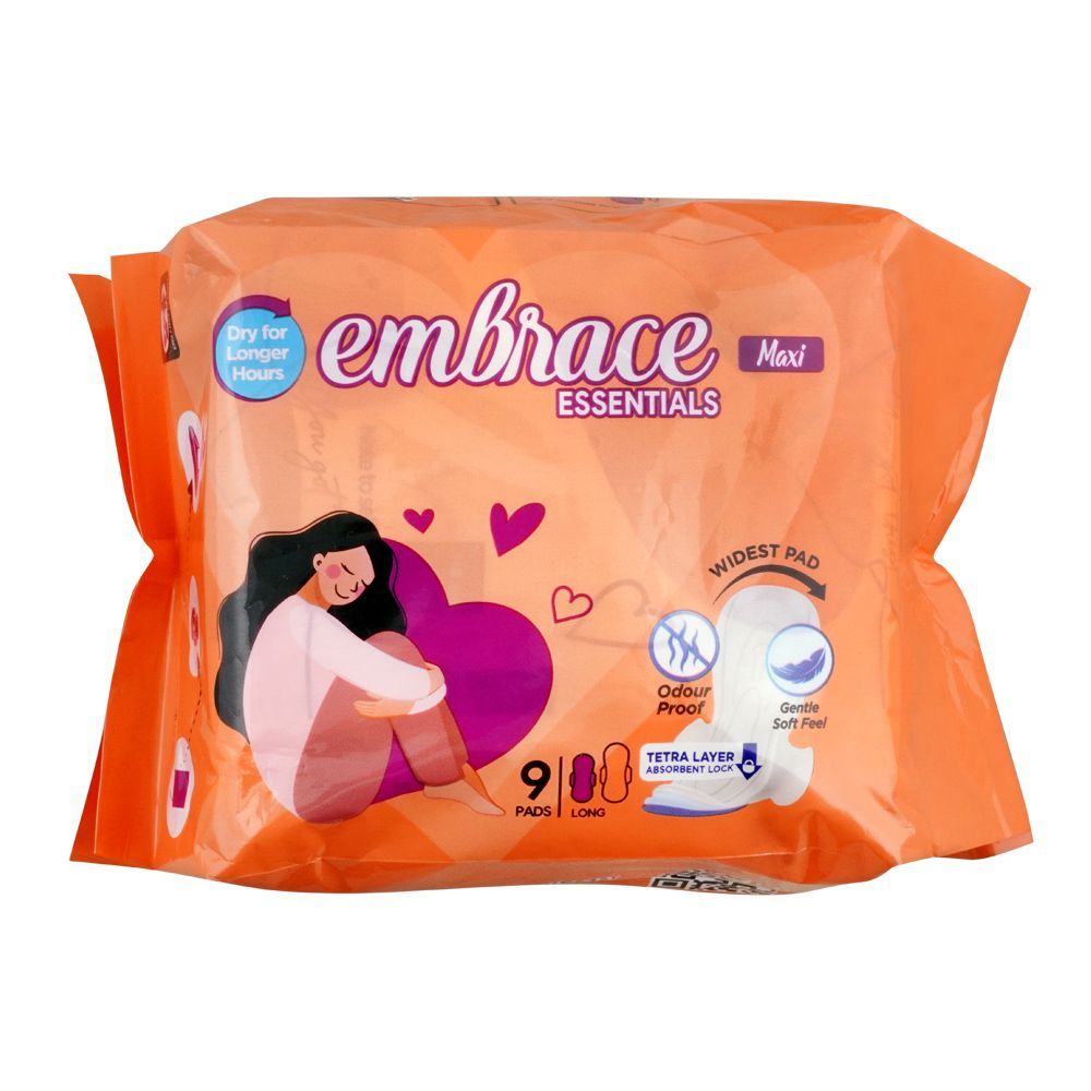 Embrace Essentials Maxi Pad, Long, 9-Pack