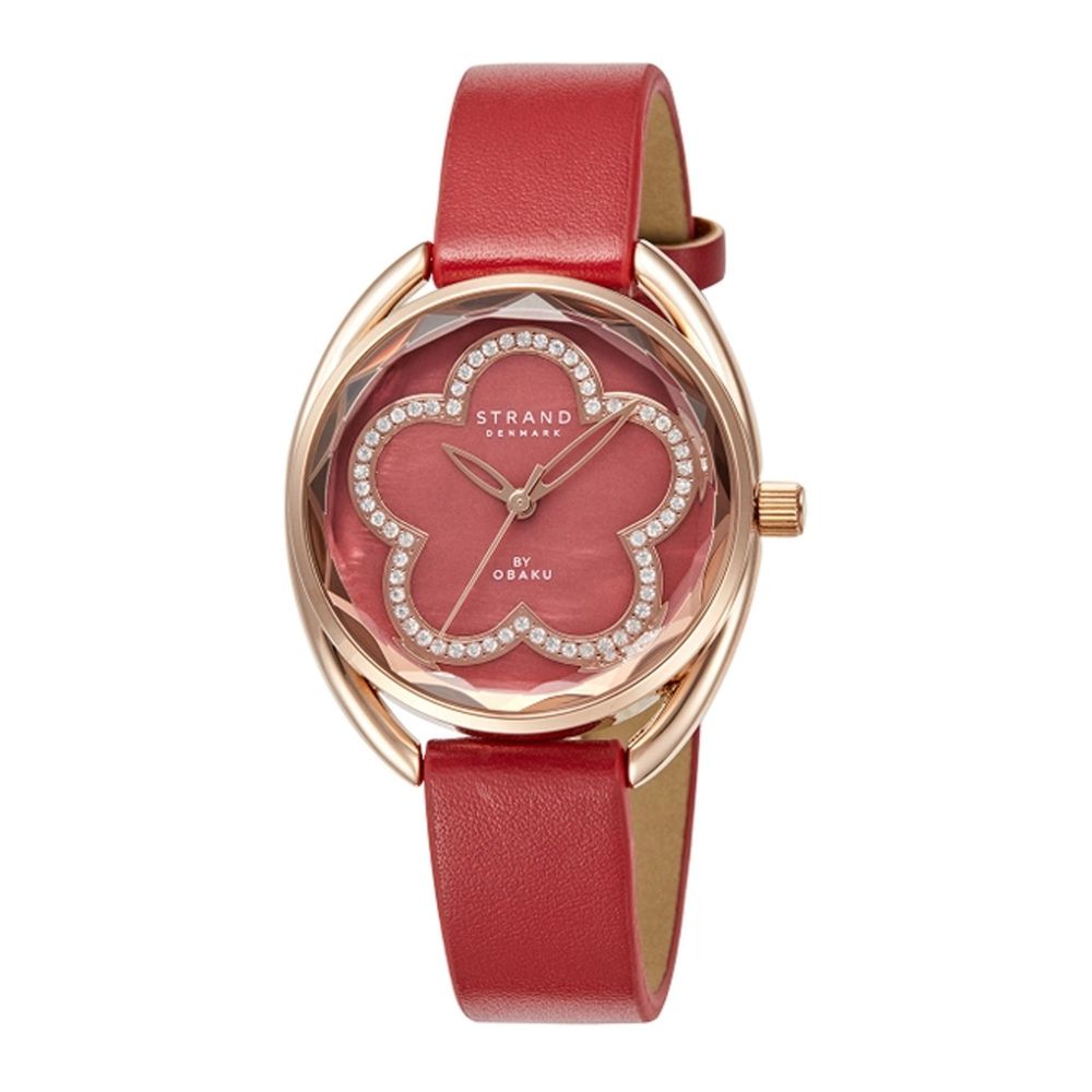 Obaku Women's Designed Oval Dial With Red Strap Analog Watch, S734LXVRVR