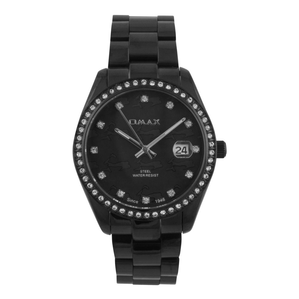 Omax Women's Designed Round Case & Black Bracelet Analog Watch, ARVM22I