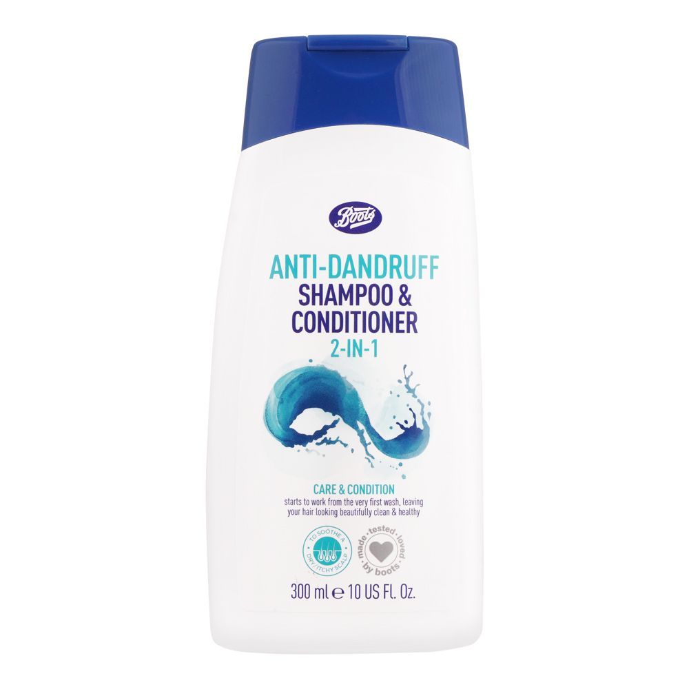 Boots 2-In-1 Anti-Dandruff Shampoo & Conditioner, For Flake Free Hair, 300ml