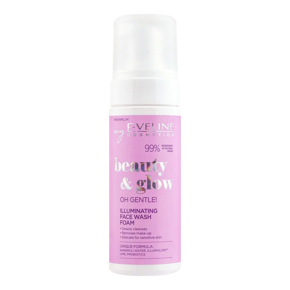 Eveline Beauty & Glow OH Gentle! Illuminating Face Wash Foam, Delicate For Sensitive Skin, 150ml