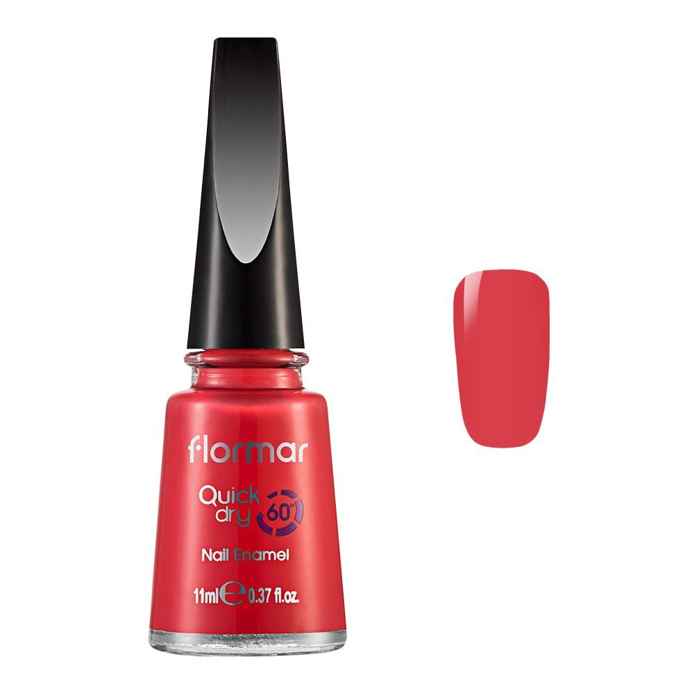 Flormar Quick Dry 60 Nail Enamel, Bright Coral, 11ml, QD03