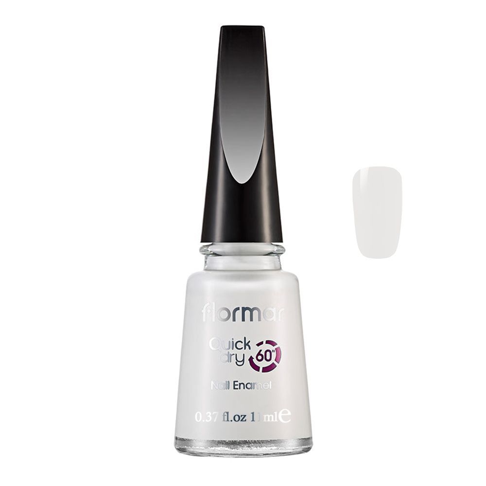 Flormar Quick Dry 60 Nail Enamel, Snow White, 11ml, QD01