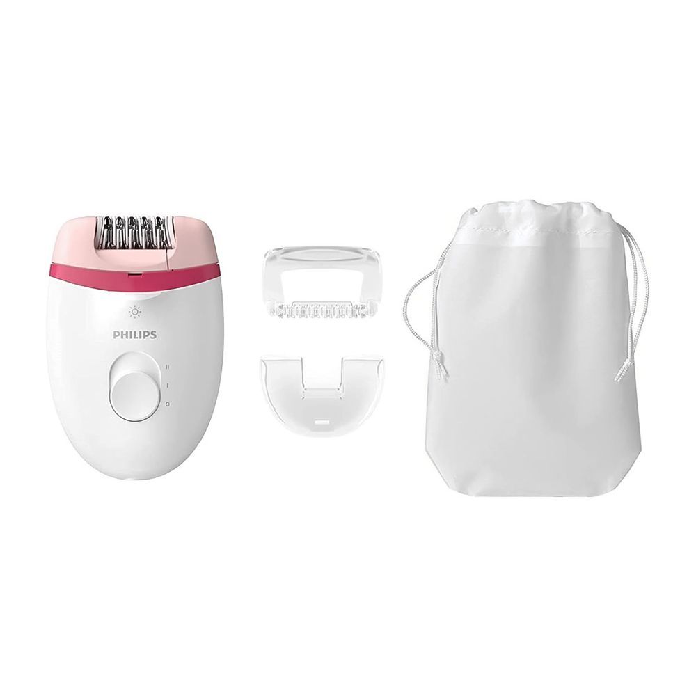 Philips Satinelle Essential Opti-Light Compact Epilator For Legs & Sensitive Areas, Pink/White, BRE255