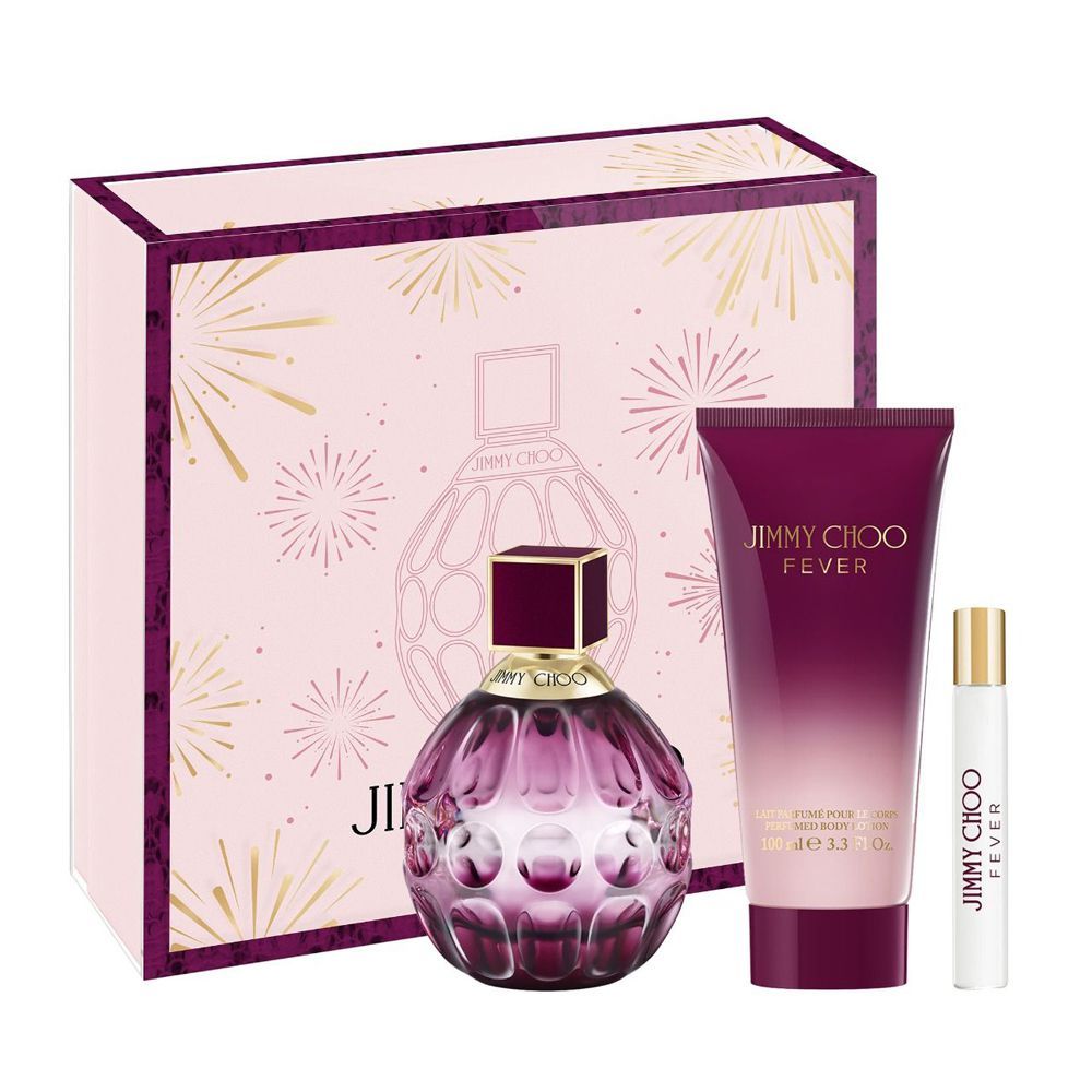 Jimmy Choo Fever Women Set,  Eau De Parfum, 100ml + Eau De Parfum, 7.5ml + Body Lotion, 100ml